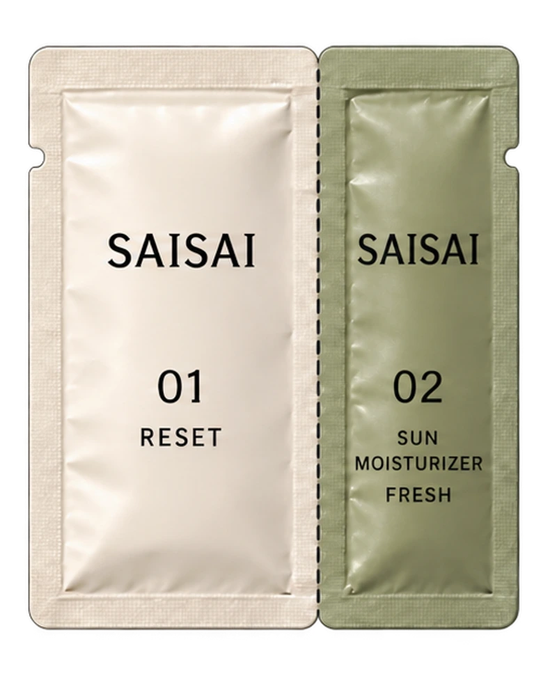 SAISAI FRESH: 아이보리 정돈 시트와 올리브 수분 선크림 파우치